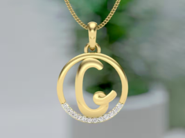 1.00Ct Round Cut Real Moissanite Letter &#39;&#39;G&#39;&#39; Pendant 14K Yellow Gold Plated - £155.29 GBP