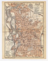 1910 Original Antique Map Of Halle City / Saxony Sachsen Anhalt Germany - £13.46 GBP