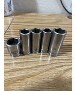 Vtg Blackhawk 5 pc 3/8 Dr 6 pt Sae Metric Deep Sockets 12 7/16 1/2 9/16 ... - $353.88 MXN