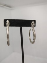 Stainless Steel Snake Design Hoop  Stud Earrings With Green Eyes  - £13.95 GBP