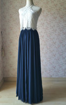 Navy 2 Piece Bridesmaid Dress Halter Neck Lace Top Navy Chiffon Skirt Plus Size image 5