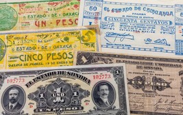1913-1916 Mexico, State Issue Note Lot of 5 - $78.47