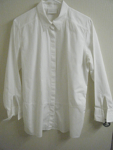 Liz Claiborne Medium White Tuxedo Blouse With French Cuff Cotton #16V - £11.97 GBP