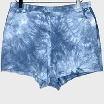 NWT HEARTLOOM blue tie dye raw hem cotton sweat shorts size medium loung... - £26.63 GBP