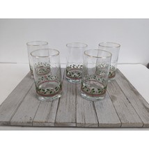 Vintage 1982 Arbys Christmas Libbey Drinking Tumblers Glasses Holly Berry Set 4 - £23.43 GBP