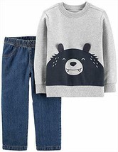 Carter&#39;s Boy&#39;s 2-Piece Pullover Sweatshirt and Pants Set (9 Months, Denim Bear) - £19.74 GBP