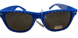 Classic Blue Stitches Plastic Dark Lens Sunglasses NWT - $10.31