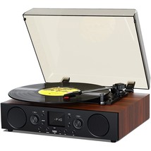 Vinyl Record Player Bluetooth With Speakers Usb Recording Fm Radio, 3 Sp... - £49.23 GBP