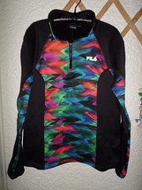 FILA HALF ZIP GEOMETRIC PRINT FLEECE SWEATSHIRT SIZE L VINTAGE - $9.89