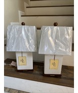 Set of 2 Ralph Lauren Porcelain White Smooth Crackle Table Lamps w/Shade... - $342.99 CAD