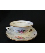 LH France Fine China Coffee Cup &amp; Saucer Roses and Multicolor Flowers wi... - £8.34 GBP
