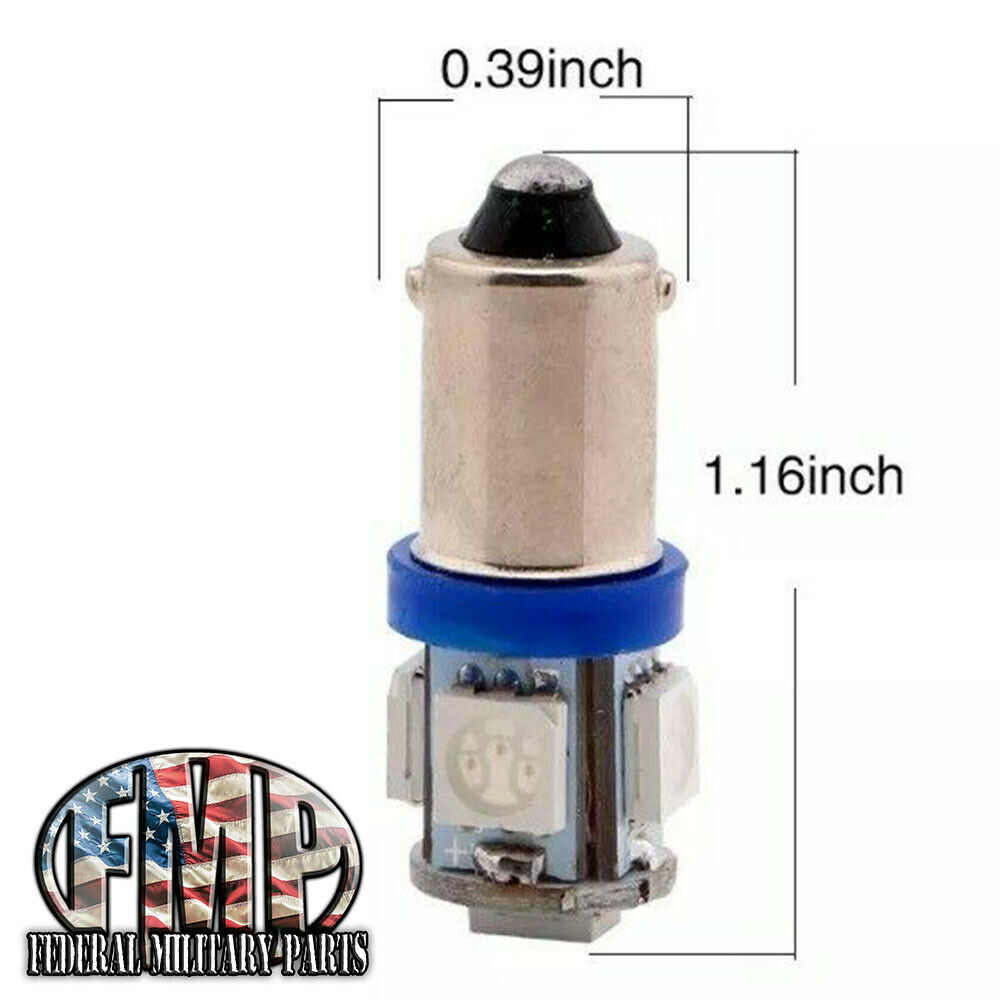 2 Blue LED Dash Bulbs &amp; Black Lens Kit,  w/ Gasket, 6pc, fits Humvee M99... - $39.95