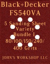 Black+Decker FS540VA - 80/100/150/240/400 Grits - 5 Sandpaper Variety Bundle I - £3.99 GBP