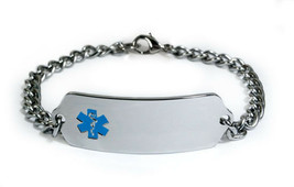 Medical Alert ID Bracelet with curb chain (5 mm). Free medical wallet Card! - £23.91 GBP