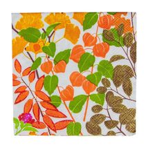 Caspari Autumn Gold Paper Cocktail Napkins in White - Four Packs of 20 - $26.60