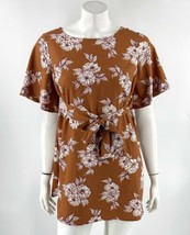 Isabel Maternity Tunic Top Size XS Orange Purple Floral Tie Waist Blouse... - $23.76