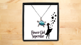 Flower Girl Necklace Gift for Wedding Party Opal Turtle Sterling Silver Jewelry - £38.33 GBP+
