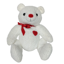 Plush Creations White Valentines Red Heart Bow Teddy Bear Plush 1998 7.25&quot; - $20.79