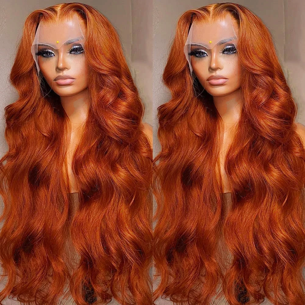 Body Wave 13x4 Colored Lace Frontal Wig 13x6 Ginger Orange HD Lace Fro - £59.69 GBP+