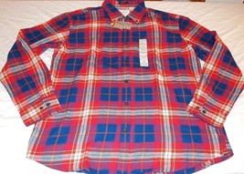 Men&#39;s St. John&#39;s Bay Flannel Long Sleeve Shirt Red Navy Multi XXL NEW - $22.24
