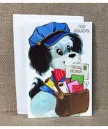 Vintage American Greetings Card For Grandpa Special Delivery Mail Dog 60... - $16.83