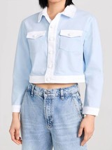 L&#39;agence koda colorblock crop jacket in Ice Water/White - size S - £179.35 GBP