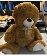 STUFFED BEAR ANIMAL PLUSH 16&quot; TALL SITTING LIGHT BROWN DAN DEE COLLECTOR... - $17.02