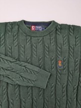 Vintage Ralph Lauren Chaps Crest Sweater Men&#39;s Large Cable Knit 90s Chun... - £19.60 GBP