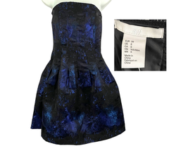 Blue-Black Strapless Fit Flare Dress with Pockets Sz 8  NWT H&amp;M Women&#39;s  - £14.15 GBP