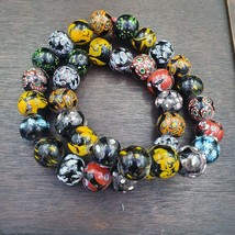 Vintage multicolor beads unique pattern glass beaded strand necklace 17-... - $876.38 MXN