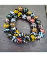 Vintage multicolor beads unique pattern glass beaded strand necklace 17-... - $860.48 MXN