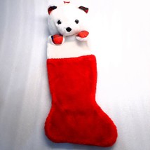 Vintage Mac Bear Christmas Stocking White Teddy Plush pal plaid paws Kid... - £9.61 GBP
