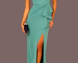 $229 Adrianna Papell Crepe Embellished-Neckline Column Sheath Gown 14 Gr... - $88.61