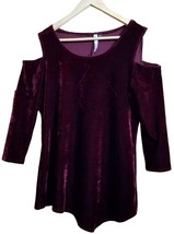 NY Collection 3/4 Sleeve Cold Shoulder Velvet Blouse Women Top (Small)  - £15.63 GBP