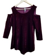 NY Collection 3/4 Sleeve Cold Shoulder Velvet Blouse Women Top (Small)  - £15.85 GBP