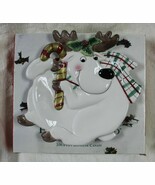 Fitz &amp; Floyd Plaid Christmas Reindeer Holly Canapé Plate Tray # 2063 124... - $34.17 CAD