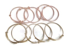Lot of 10 Gold &amp; Rose Gold Bangle Bracelets For Charms DIY Jewelry - £10.91 GBP