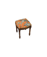 123 Creations Bird Needlepoint Upholstered Vanity Stool Wood Stain - $4,410.10 MXN