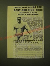 1966 Charles Atlas Book Ad - Charles Atlas says: My free body-building book - £14.52 GBP