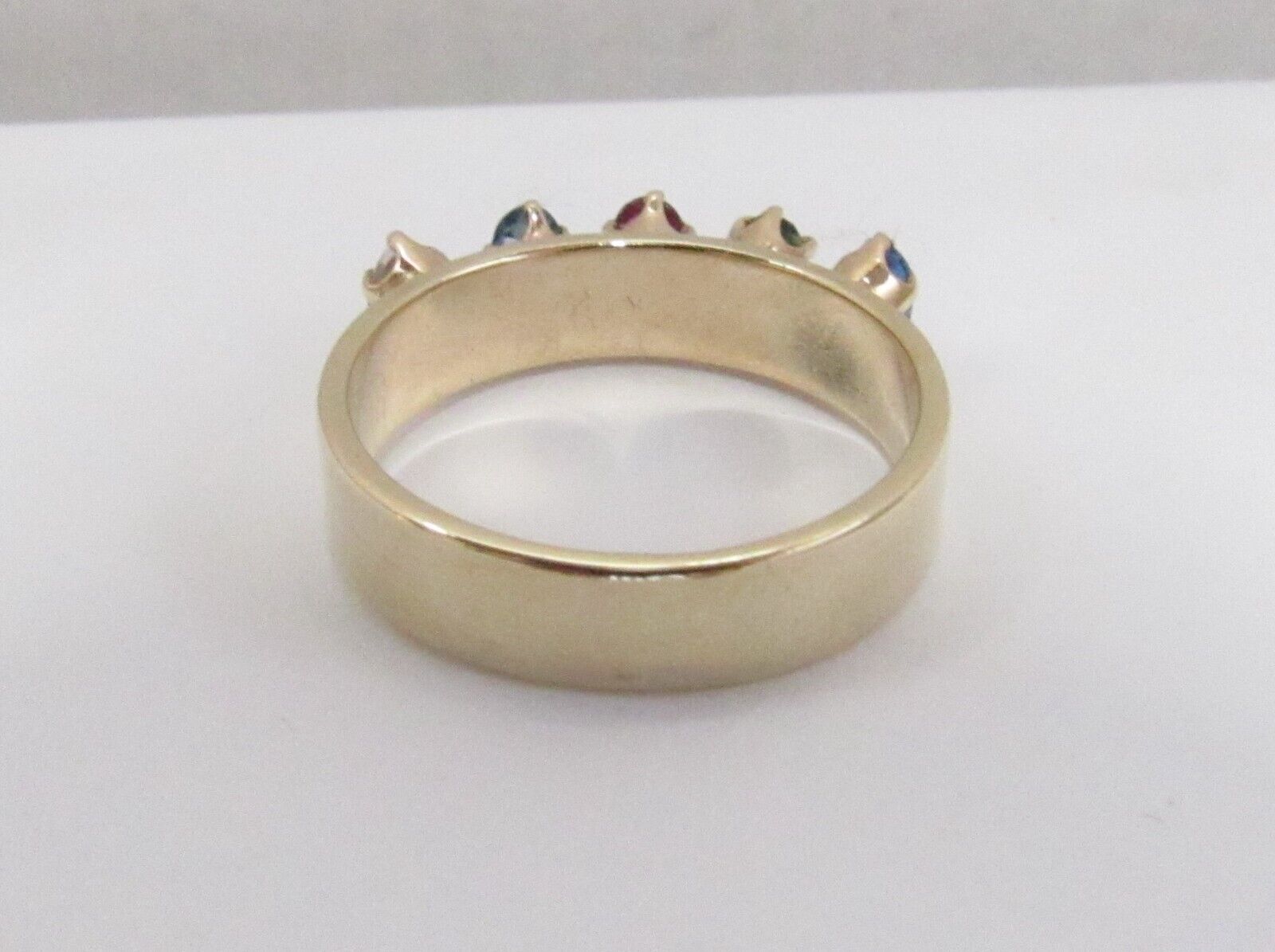 14k Yellow Gold Mother's Sz 8.75 Ring 4mm Band 5 Birthstone .50ct Custom Made 5g Item image 5