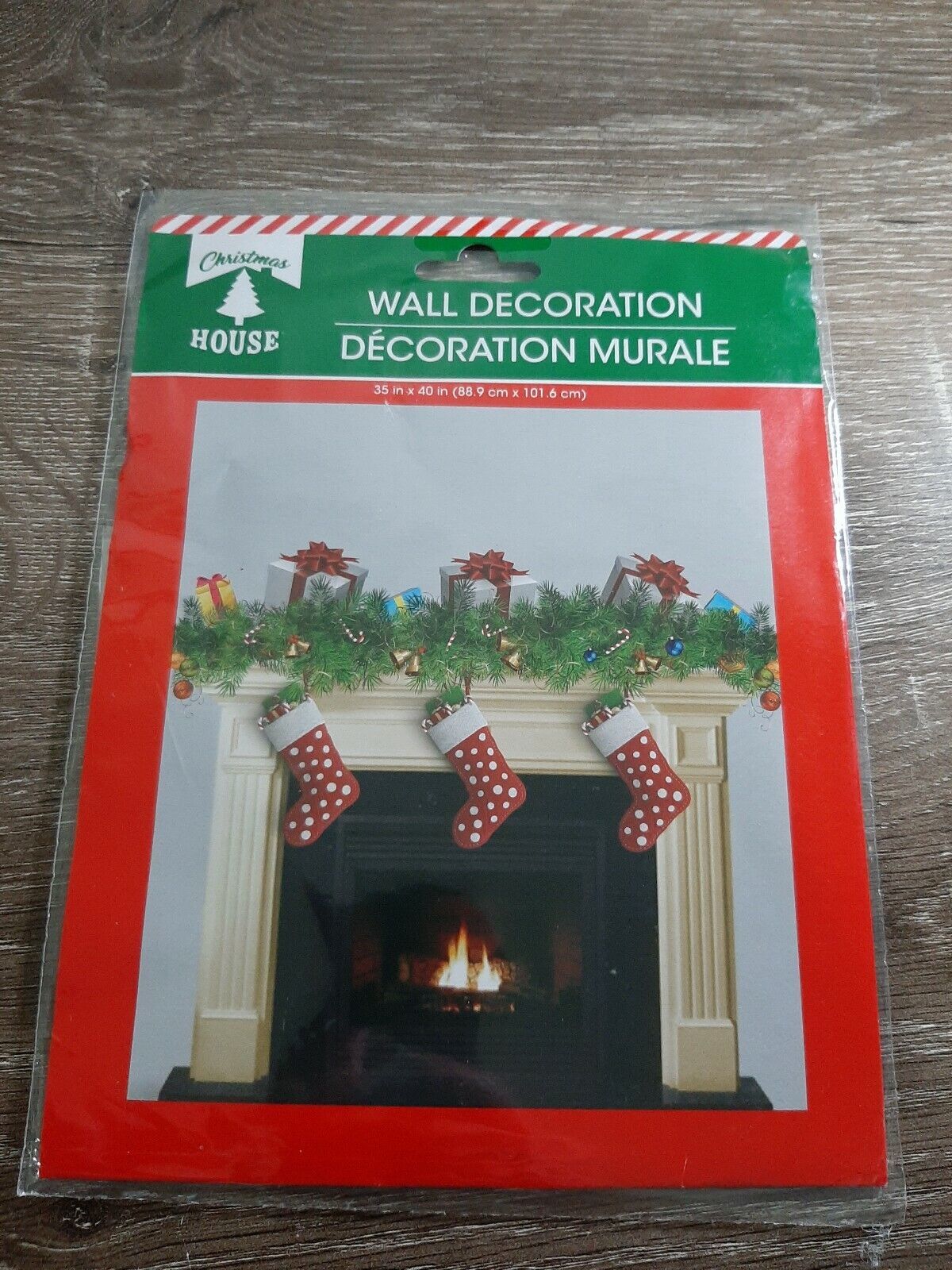 New Christmas House Fire Place Wall Decoration. 35" x 40". - $16.73
