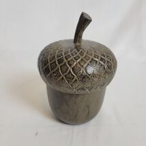 Metal Acorn Keepsake Trinket Box Metal Antique Tone Finish 5.25" x 4" No... - $10.88
