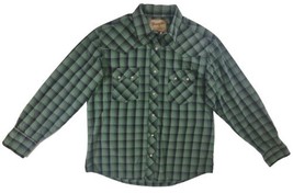 WRANGLER WESTERN FASHION Men&#39;s Shirt Size Large Snap Pearl Plaid Green - $22.22