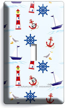 Nautical Anchors Lighthouse Sailboats Single Light Switch Plate Baby Room Decor - £8.20 GBP