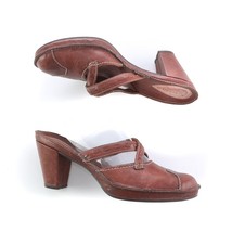 Clarks Artisan Brown Leather Mary Janes Heels Shoes Double Strap Womens 8 - £23.60 GBP