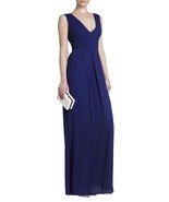 BCBG MAXAZRIA Norah V-Neck Tie-Waist Long Dress SZ 6 Royal Blue - $131.31 CAD
