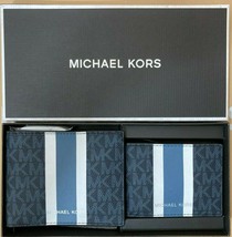 NWB Michael Kors Billfold Wallet Box Set Black Navy 36H1LGFF1B NIB $178 ... - £46.71 GBP