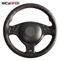 Hand-stitched Black Artificial Leather Car Steering Wheel Cover For Bmw - £25.01 GBP
