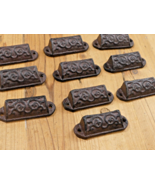 10 CAST IRON BROWN ORNATE PULLS DRAWER CABINET BIN HANDLES RUSTIC VINTAG... - $553.35 MXN