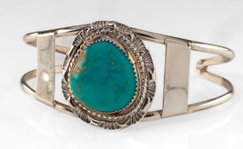 Navajo Turquoise Argent Sterling Manchette Bracelet Par Bobby Etsitty - $4,897.16 MXN
